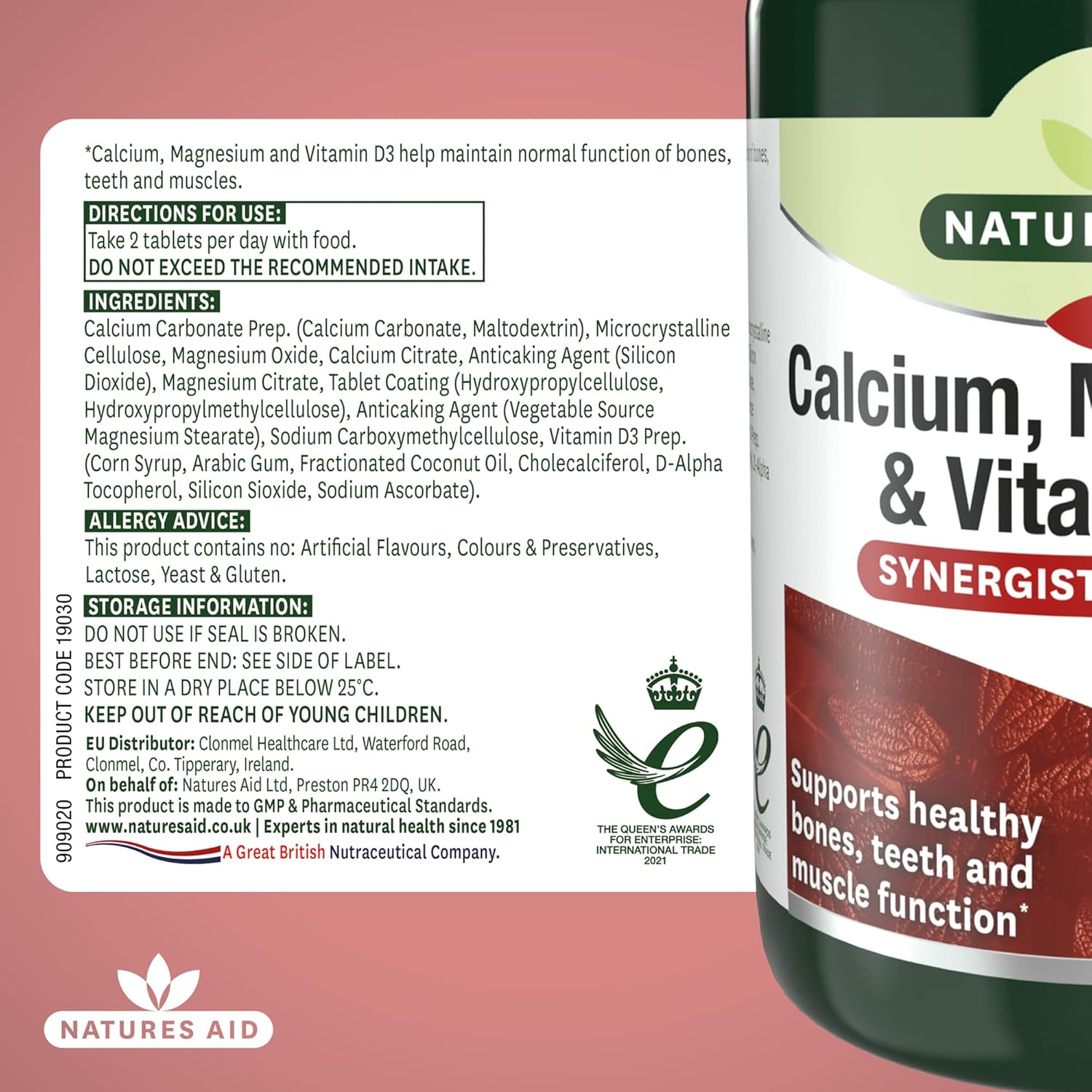 Natures Aid Calcium Magnesium + Vitamin D3 90's Tablets
