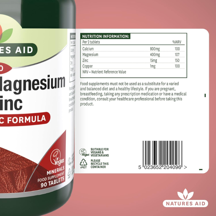 Natures Aid Calcium Magnesium & Zinc Tablets 90's
