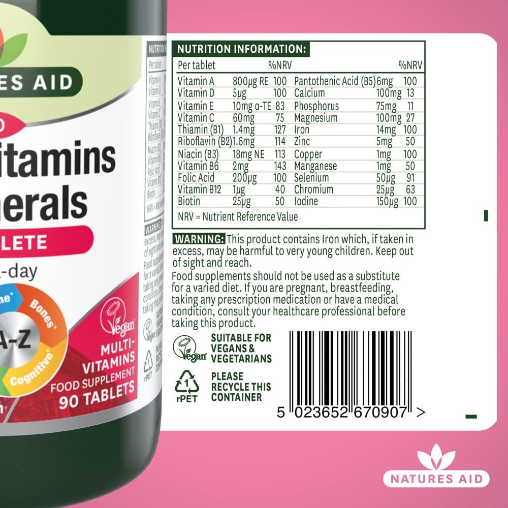 Natures Aid Complete Multi-Vit & Minerals 90tabs Twin Pack