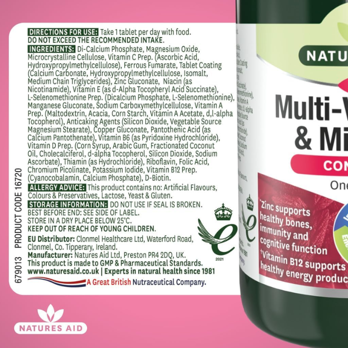Natures Aid Complete Multi-Vitamin & Minerals  90 Tablets
