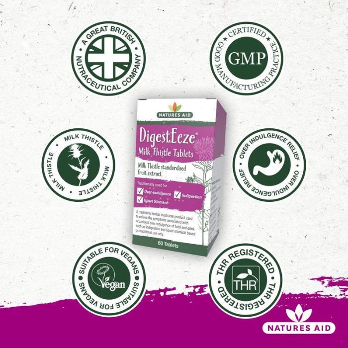 Natures Aid Digesteeze Milk Thistle 60 Tablets
