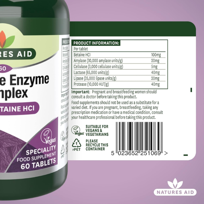 Natures Aid Digestive Enzyme Complex 60 Tablets