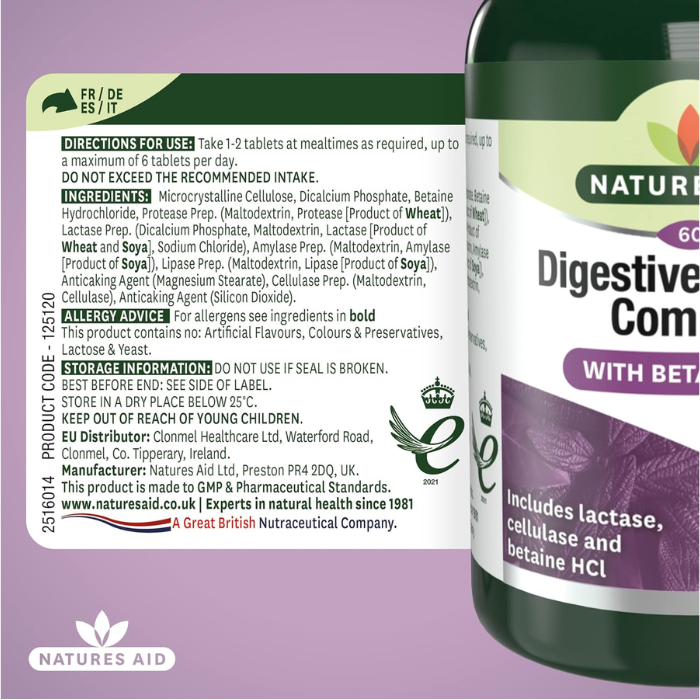 Natures Aid Digestive Enzyme Complex 60 Tablets