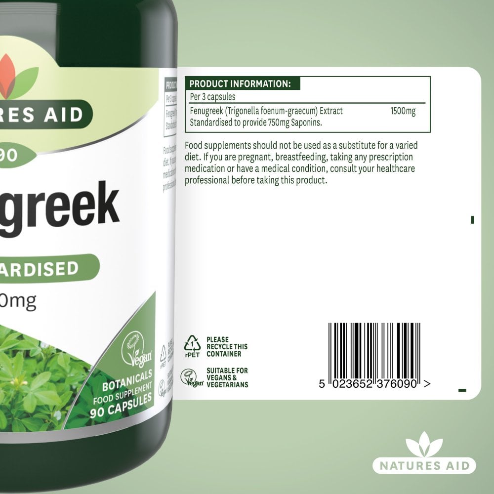 Natures Aid Fenugreek 500 mg 90 Capsules