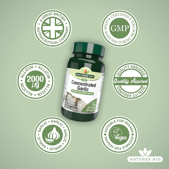 Natures Aid Garlic Concentrated 2000Ug Allicin 90 Tablets