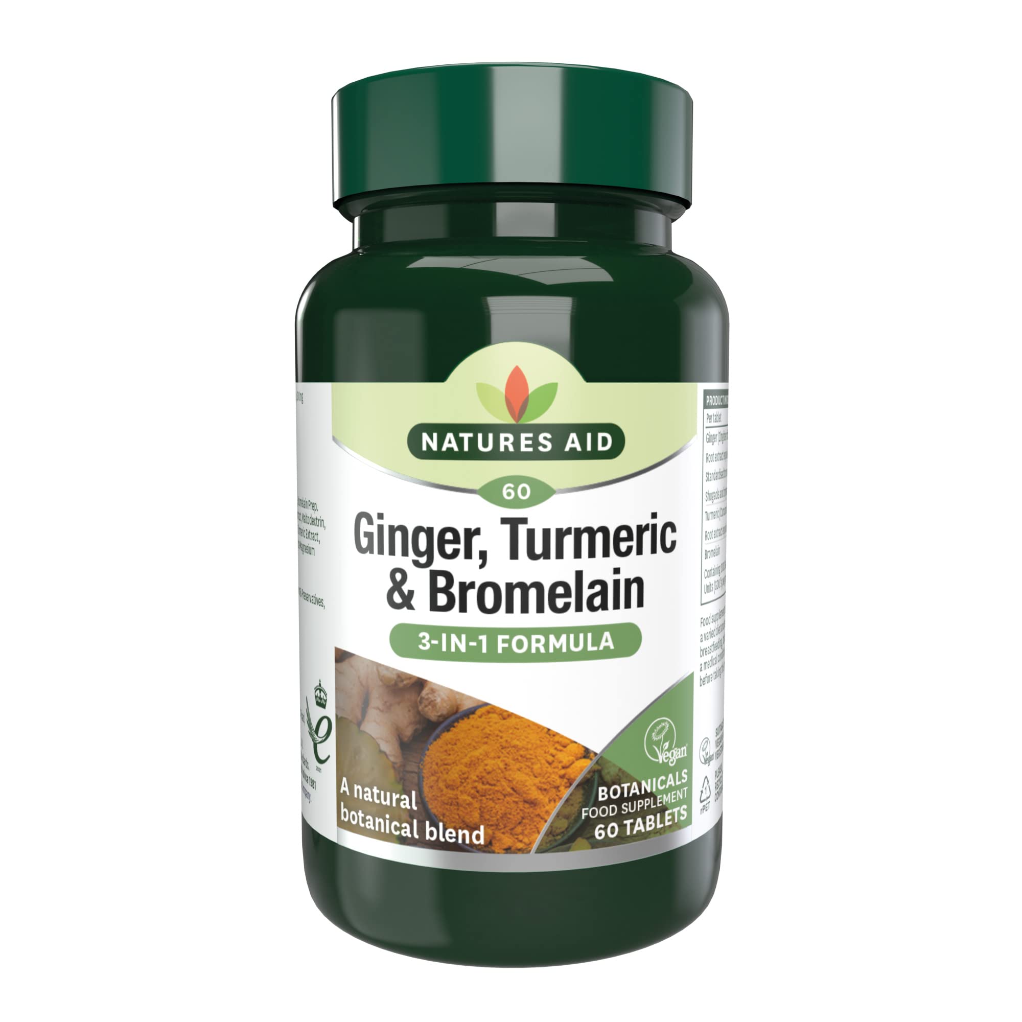 Natures Aid Ginger  Turmeric & Bromelain 60 Tablets
