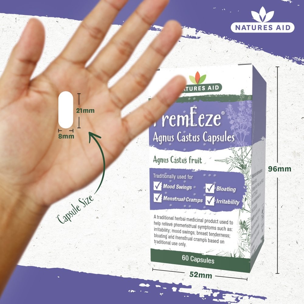 Natures Aid Premeeze Agnus Castus 400mg 60 Capsules