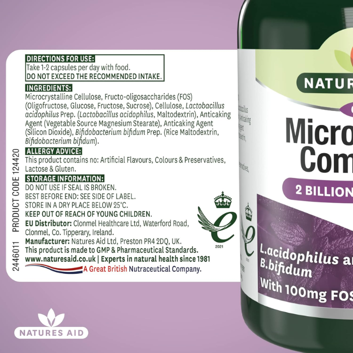 Natures Aid Probiotic Complex (With Bifidus and Fos) 60's Vegetable capsules