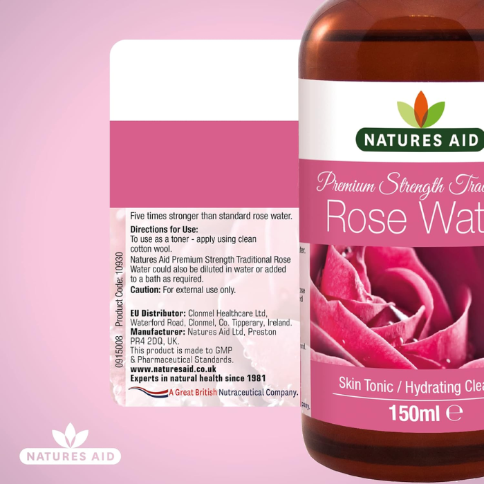 Natures Aid Premium Strength Traditional Rose Water 150ml