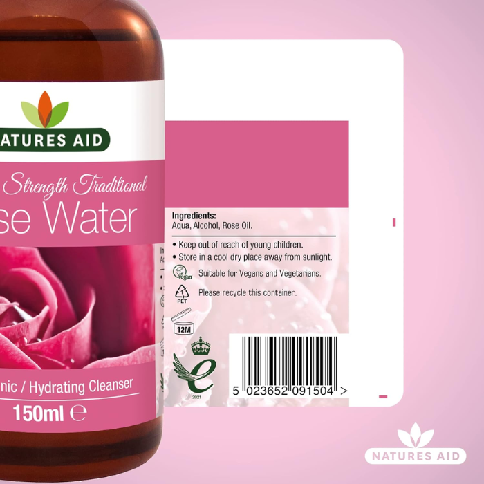 Natures Aid Premium Strength Traditional Rose Water 150ml