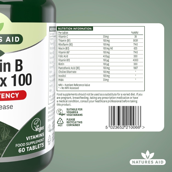 Natures Aid Vitamin B Complex 100 Mega Potency 60's Tablet