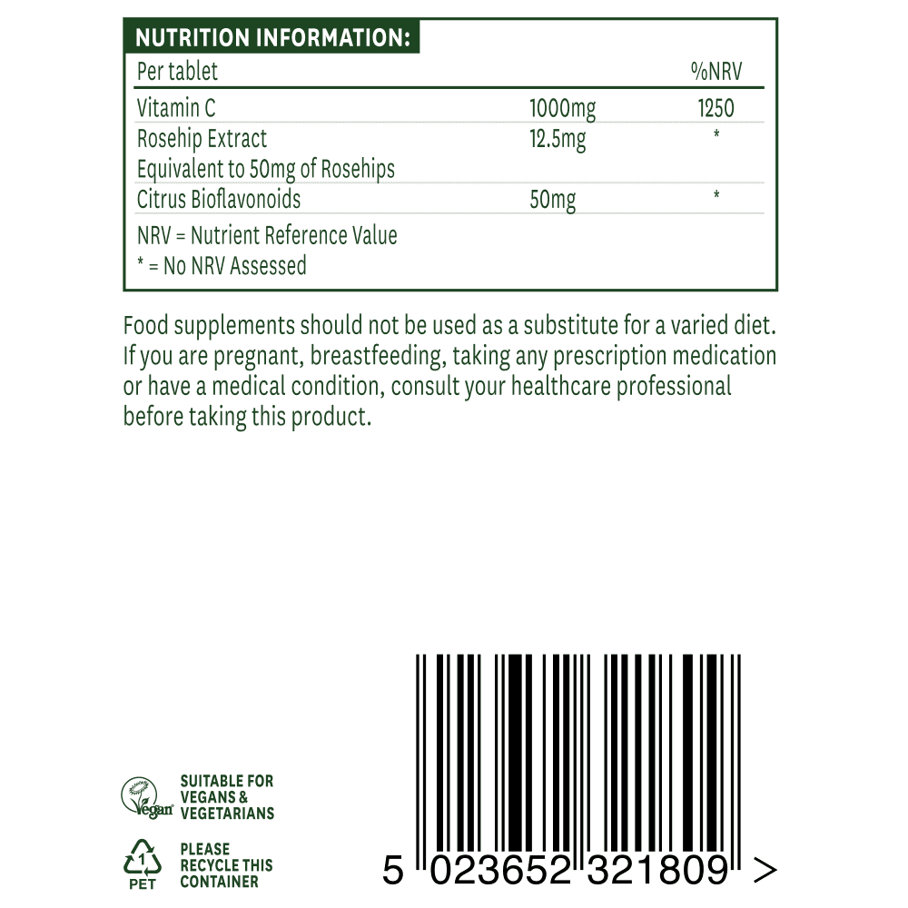 Natures Aid Vitamin C 1000mg Low Acid Tablets 180's