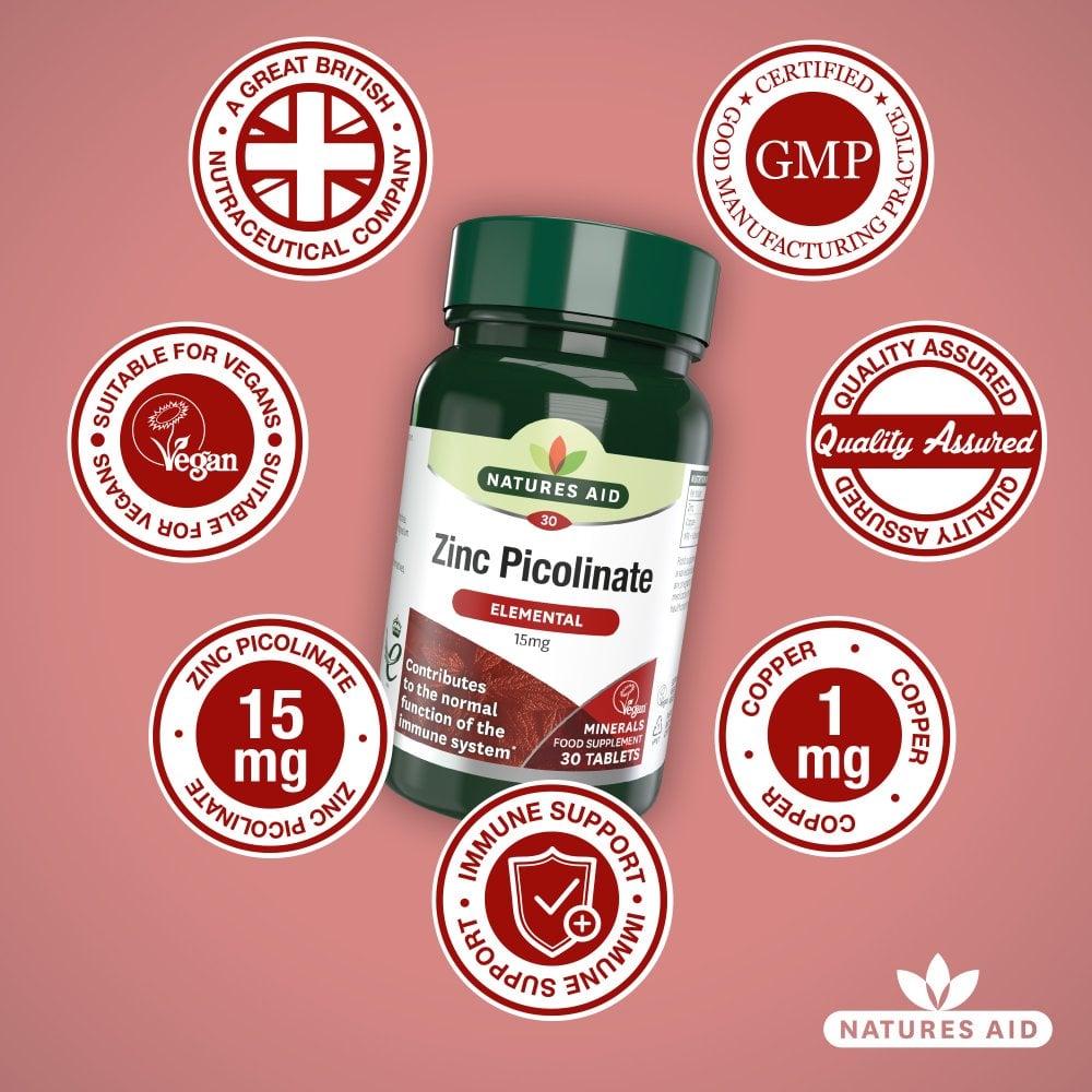 Natures Aid Zinc Picolinate 15 Mg Elemental Tablets 30's