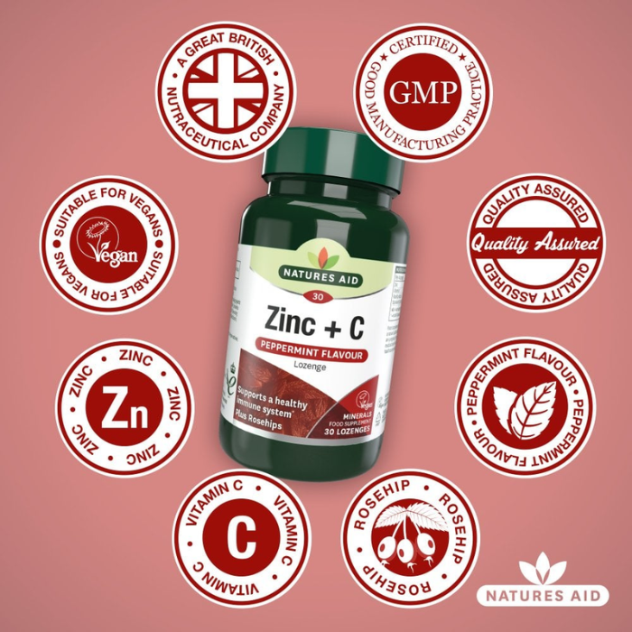 Natures Aid Zinc + Vitamin C Lozenges 30's