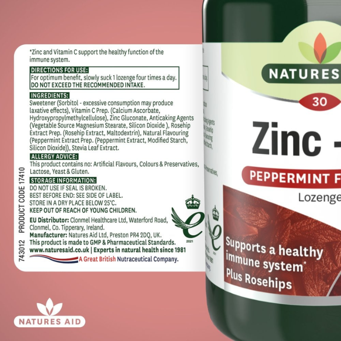 Natures Aid Zinc + Vitamin C Lozenges 30's