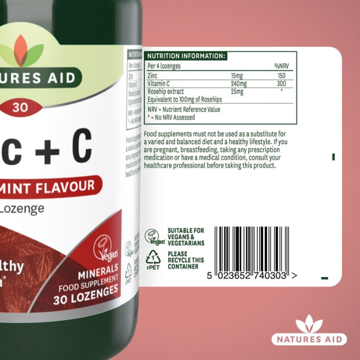 Natures Aid Zinc + Vitamin C Lozenges 30's