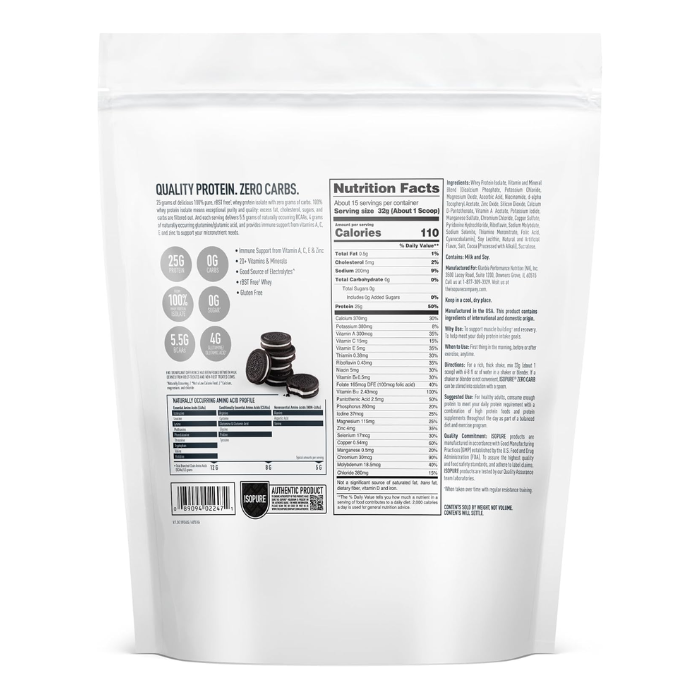 Natures Best Isopure Zero Carb Cookies & Cream 1lb