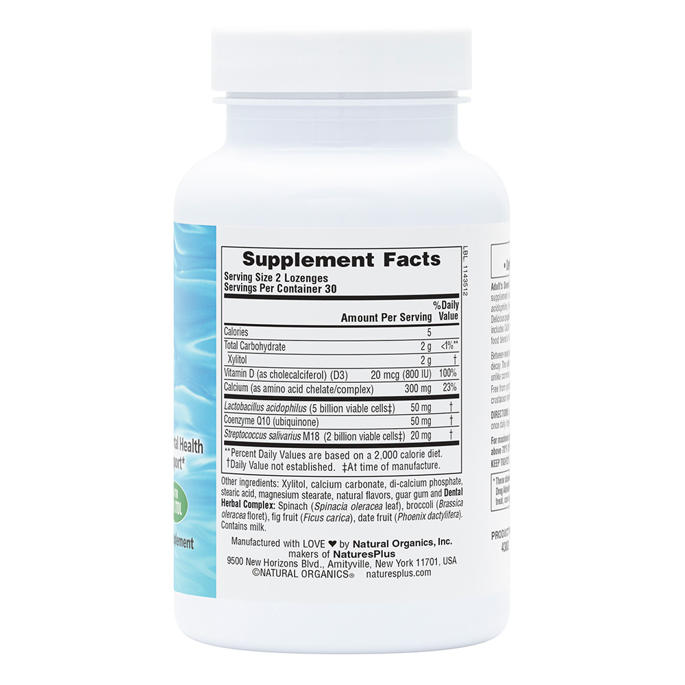 Natures Plus Adults Dental Care Probiotic Lozenges 60's