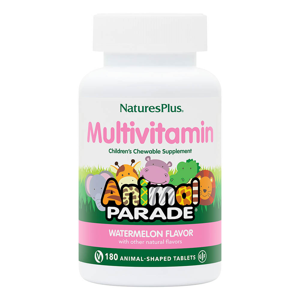 Natures Plus Animal Parade Childrens Chewable Multi Vitamin & Minerals Watermelon 180 Tablets