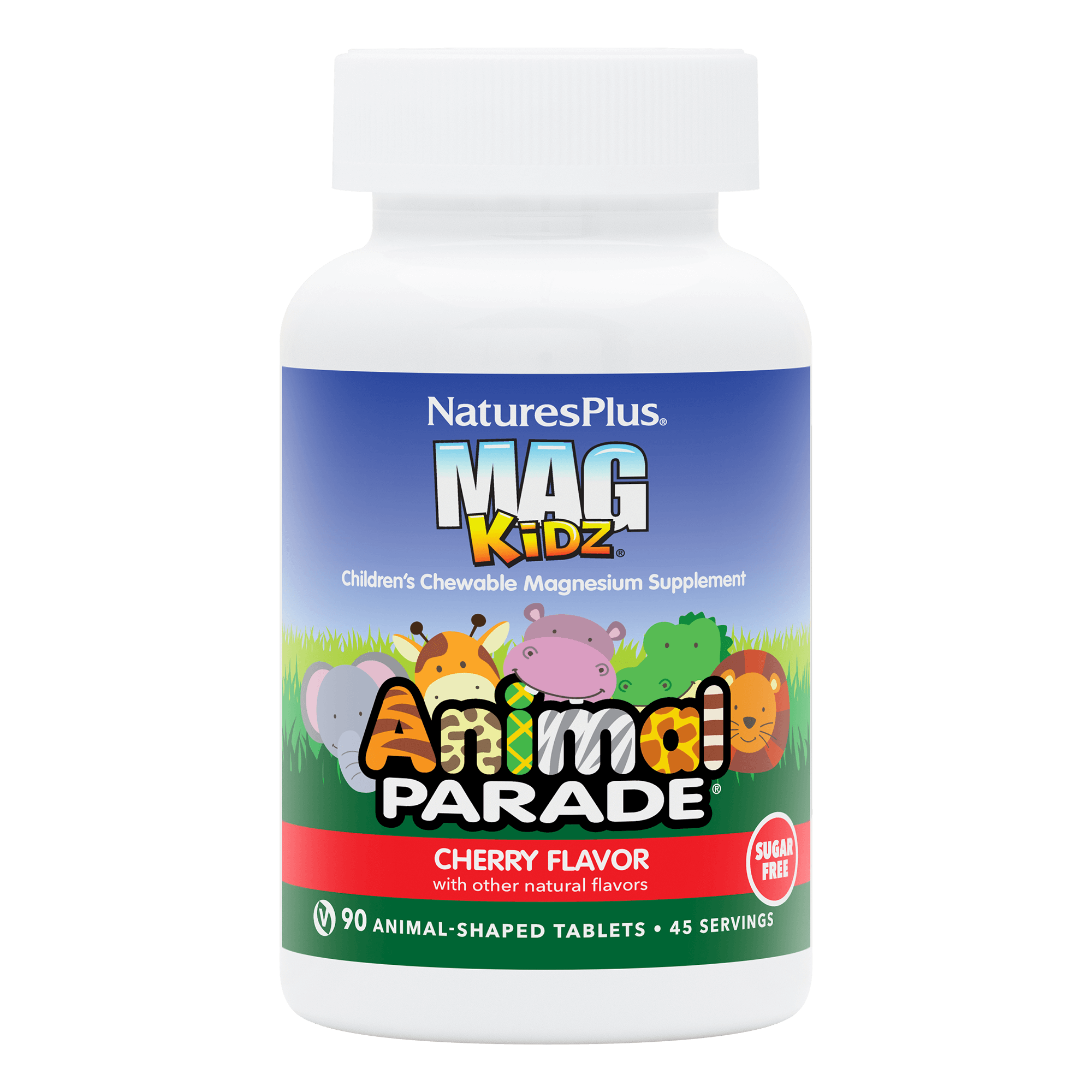 Natures Plus Animal Parade Magnesium Kidz Chewable Cherry 90 Tablets