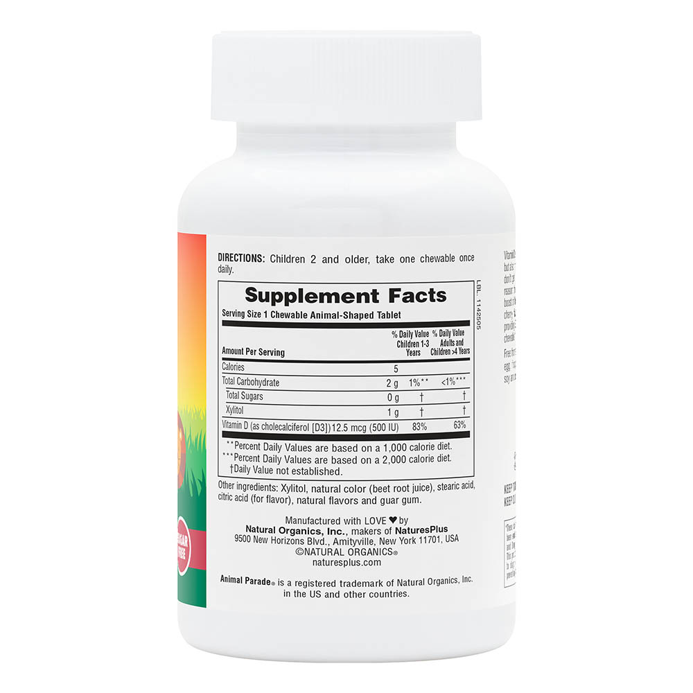 Natures Plus Animal Parade Vitamin D3 500 IU Chewable 90's