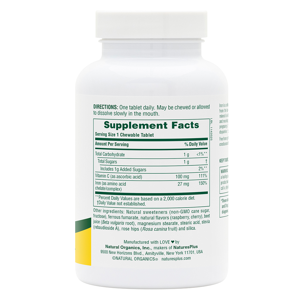 Natures Plus Chewable Iron With Vitamin C & Herbs 90 Tablets