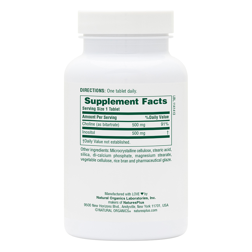 Natures Plus Choline And Inositol 500mg 60 Tablets