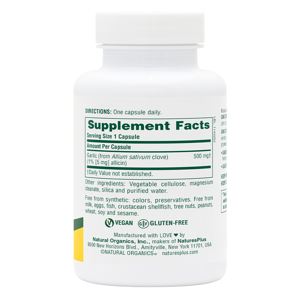 Natures Plus Garlite odorless Vegetable Capsules 90's