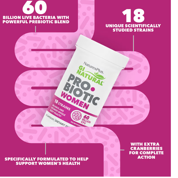 Natures Plus GI Natural Pro Biotic Women 60 Billion CFU 30 Capsules