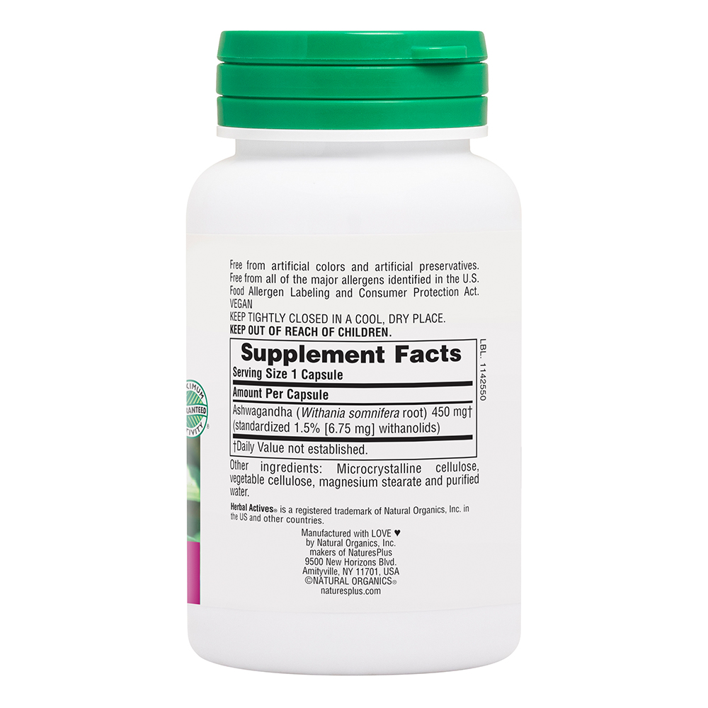 Natures Plus Herbal Actives Ashwagandha 450 mg  60's