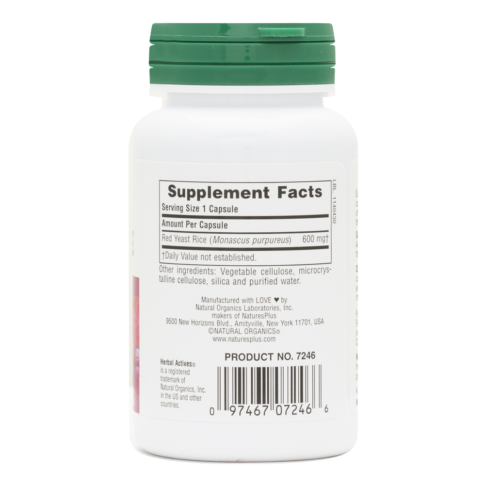 Natures Plus Herbal Actives Red Yeast Rice Capsules 60's