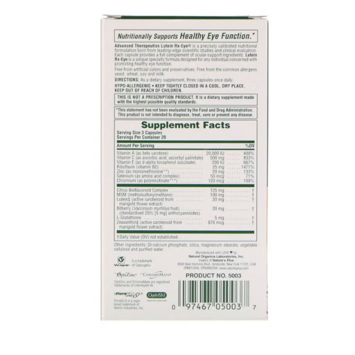 Natures Plus Lutein Rx Eye 60 Capsules