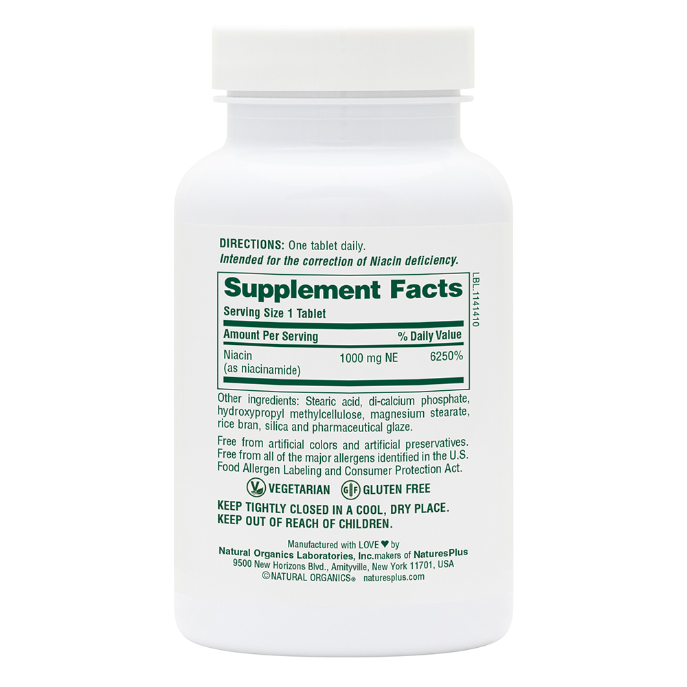 Natures Plus Niacinamide 1000mg Sustained Release 90 Tablets