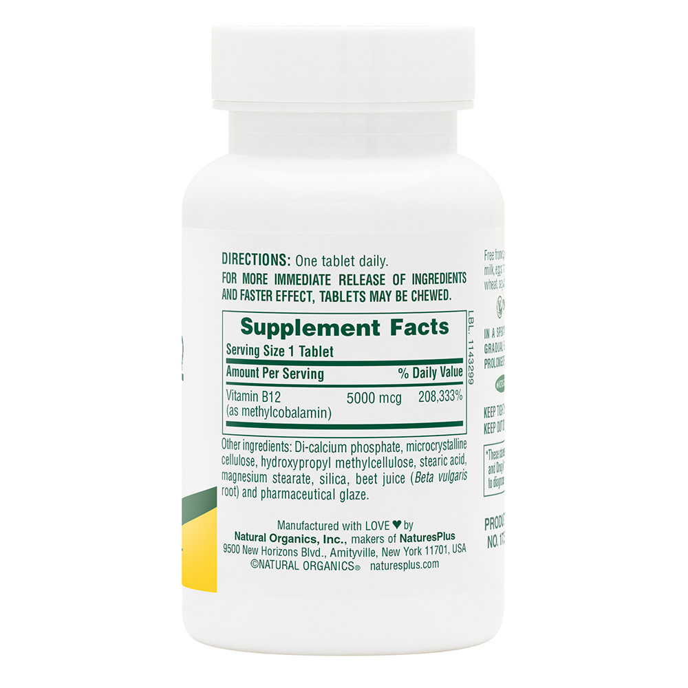 Natures Plus Shot O B 12 5000 Mcg Sustained Release 30 Tablets