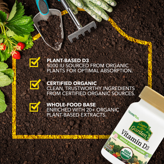Natures Plus Source Of Life Garden Vitamin D3 5000 IU Vegetable capsule 60's