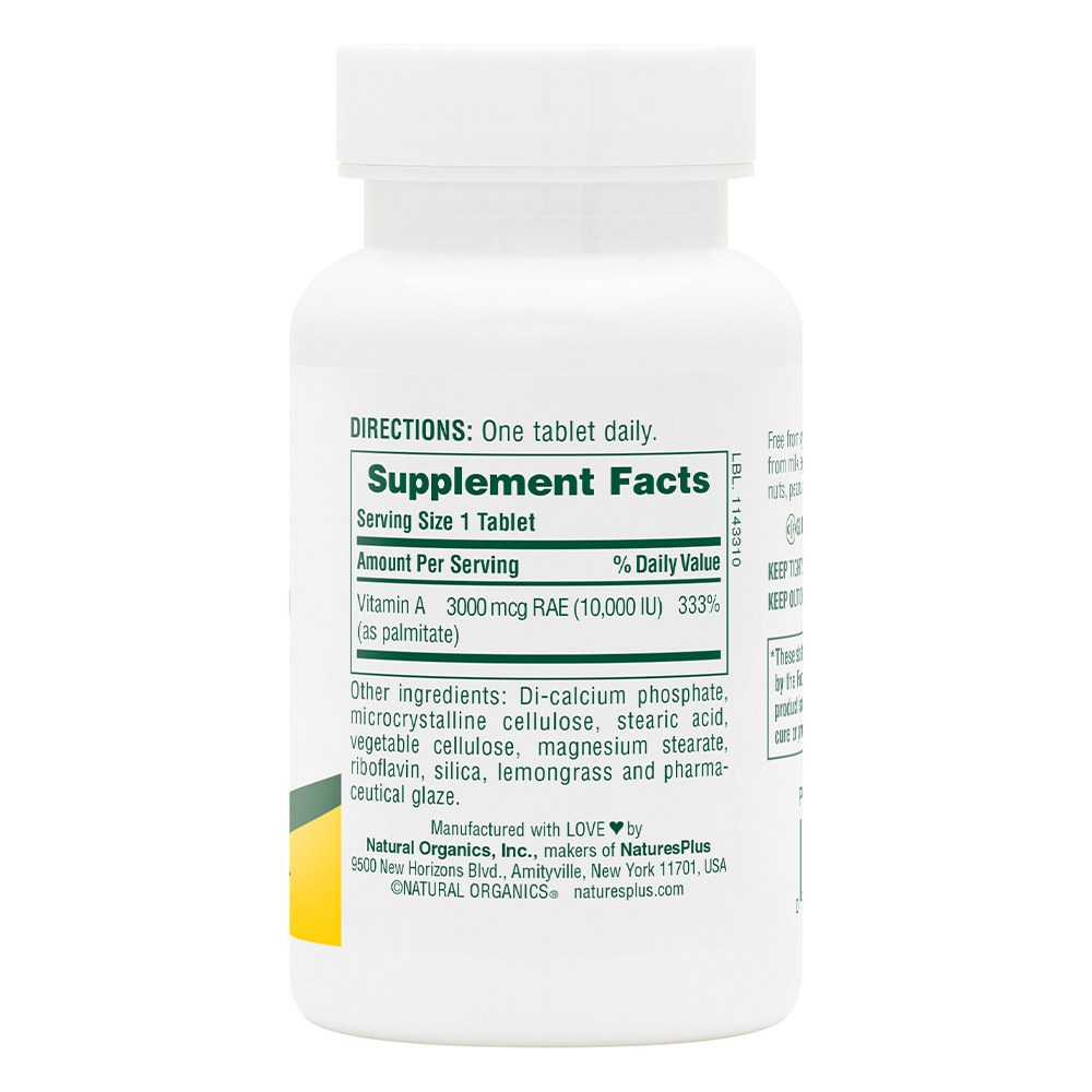 Natures Plus Vitamin A 10,000 IU Water Dispersible 90's Tablets