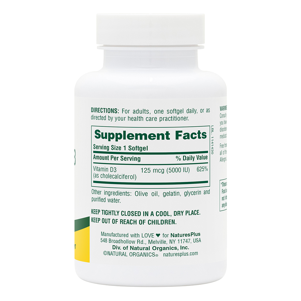 Natures Plus Vitamin D3 5000 IU 60 Softgels