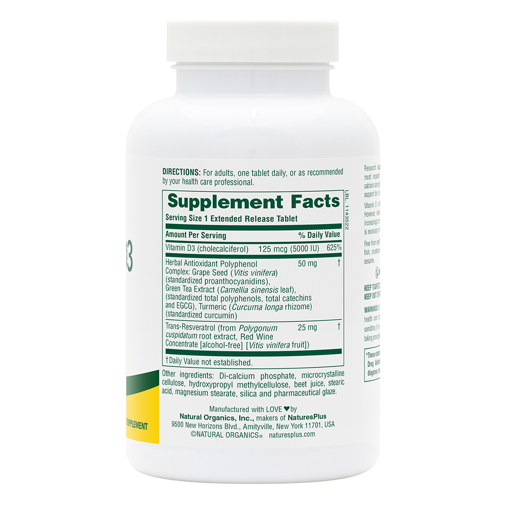 Natures Plus Vitamin D3 With Trans Resveratrol