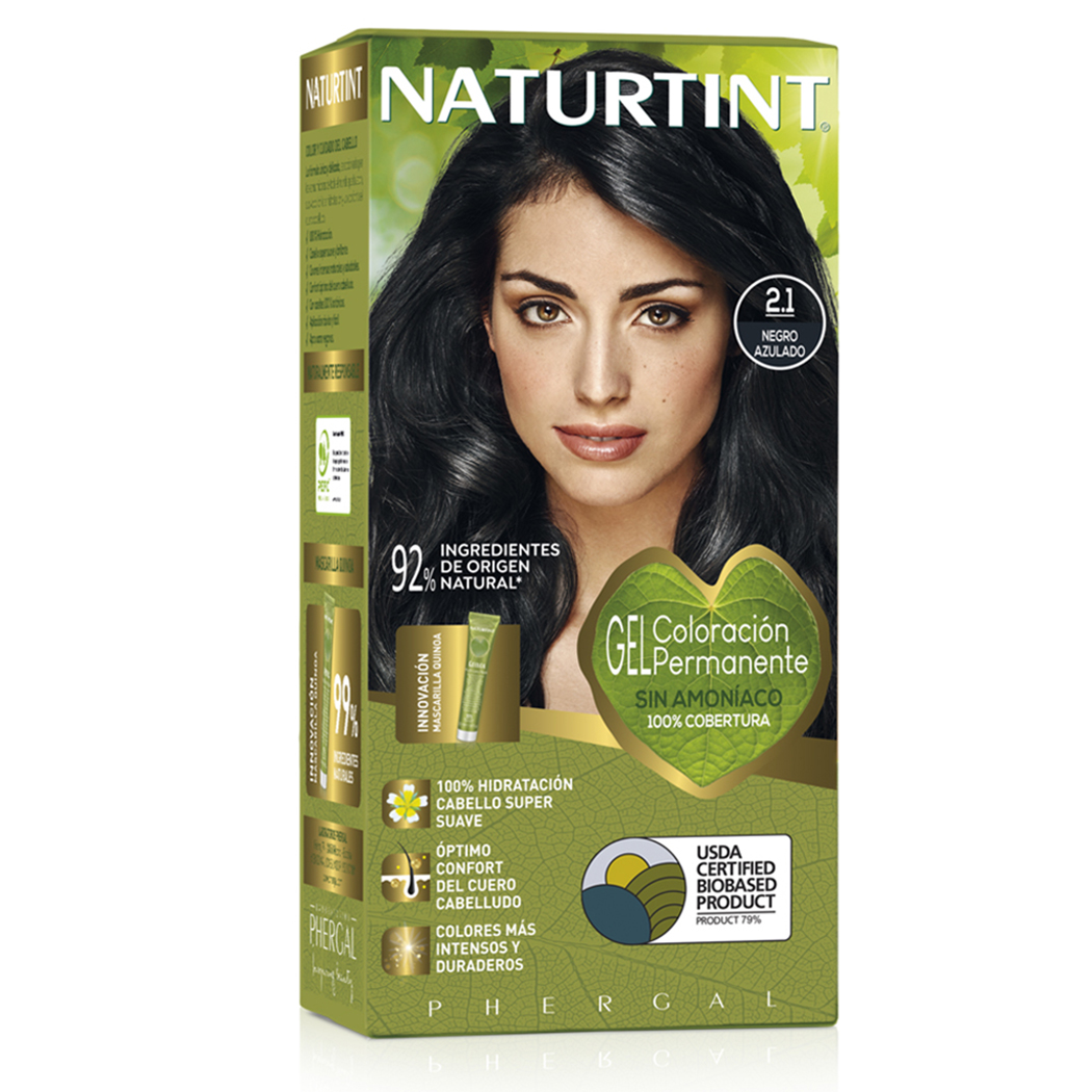 Naturtint 2.1 Blue Black, Ammonia-Free Permanent Hair Color with Quinoa Mask, 165ml