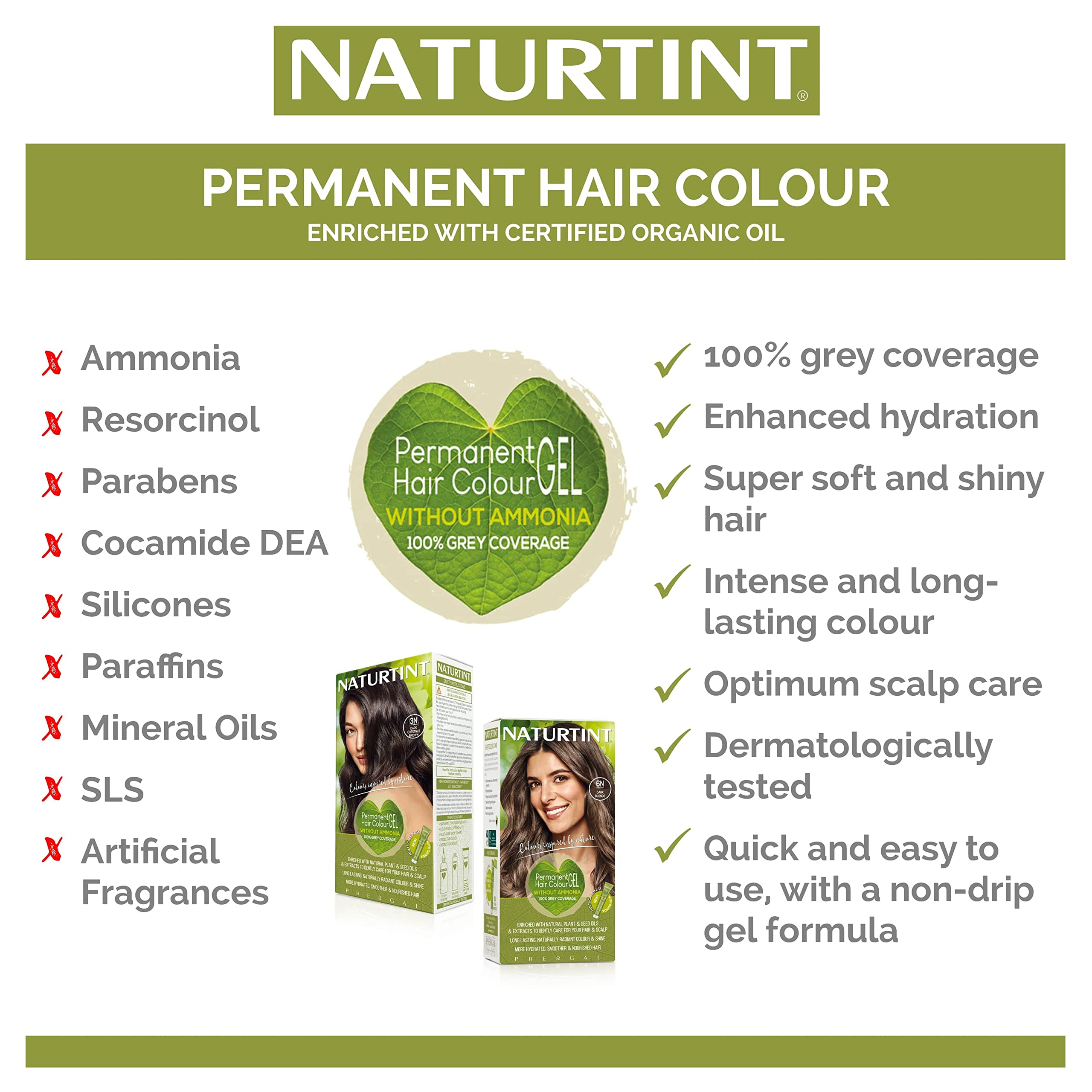 Naturtint 5R Fire Red, Ammonia-Free Permanent Hair Color with Quinoa Mask, 165ml