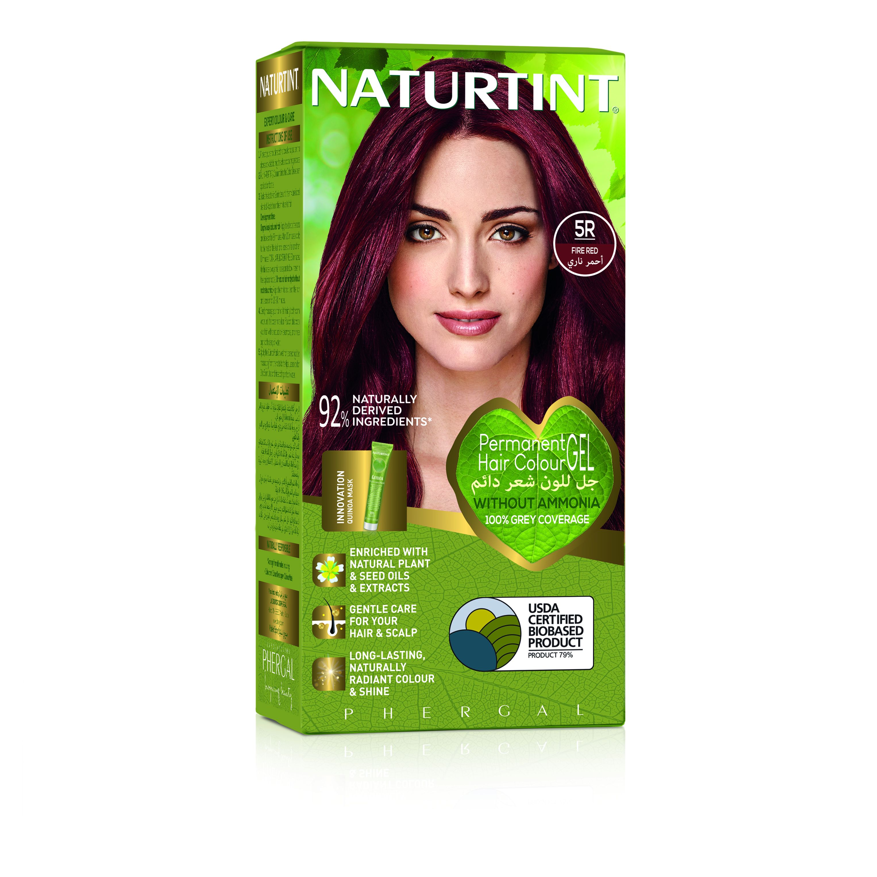 Naturtint 5R Fire Red, Ammonia-Free Permanent Hair Color with Quinoa Mask, 165ml