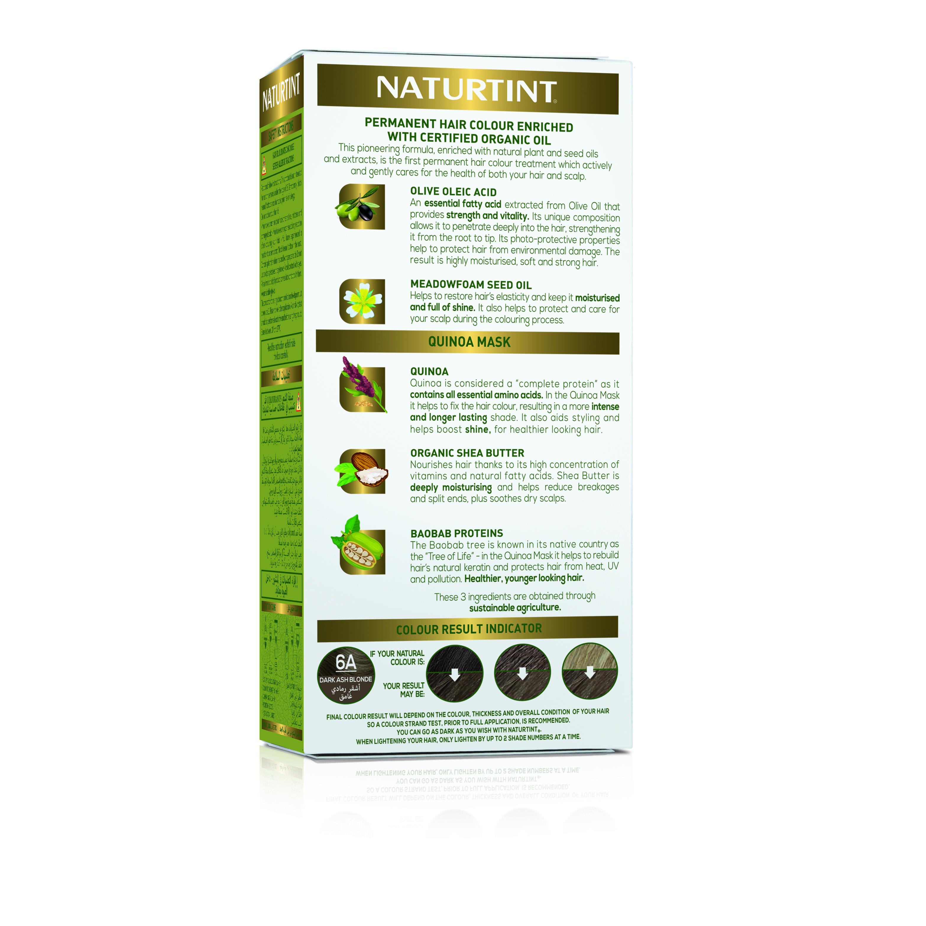 Naturtint 6A Dark Ash Blonde, Ammonia-Free Permanent Hair Color with Quinoa Mask, 165ml