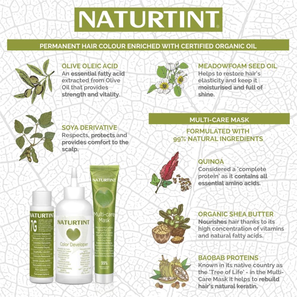 Naturtint 6A Dark Ash Blonde, Ammonia-Free Permanent Hair Color with Quinoa Mask, 165ml