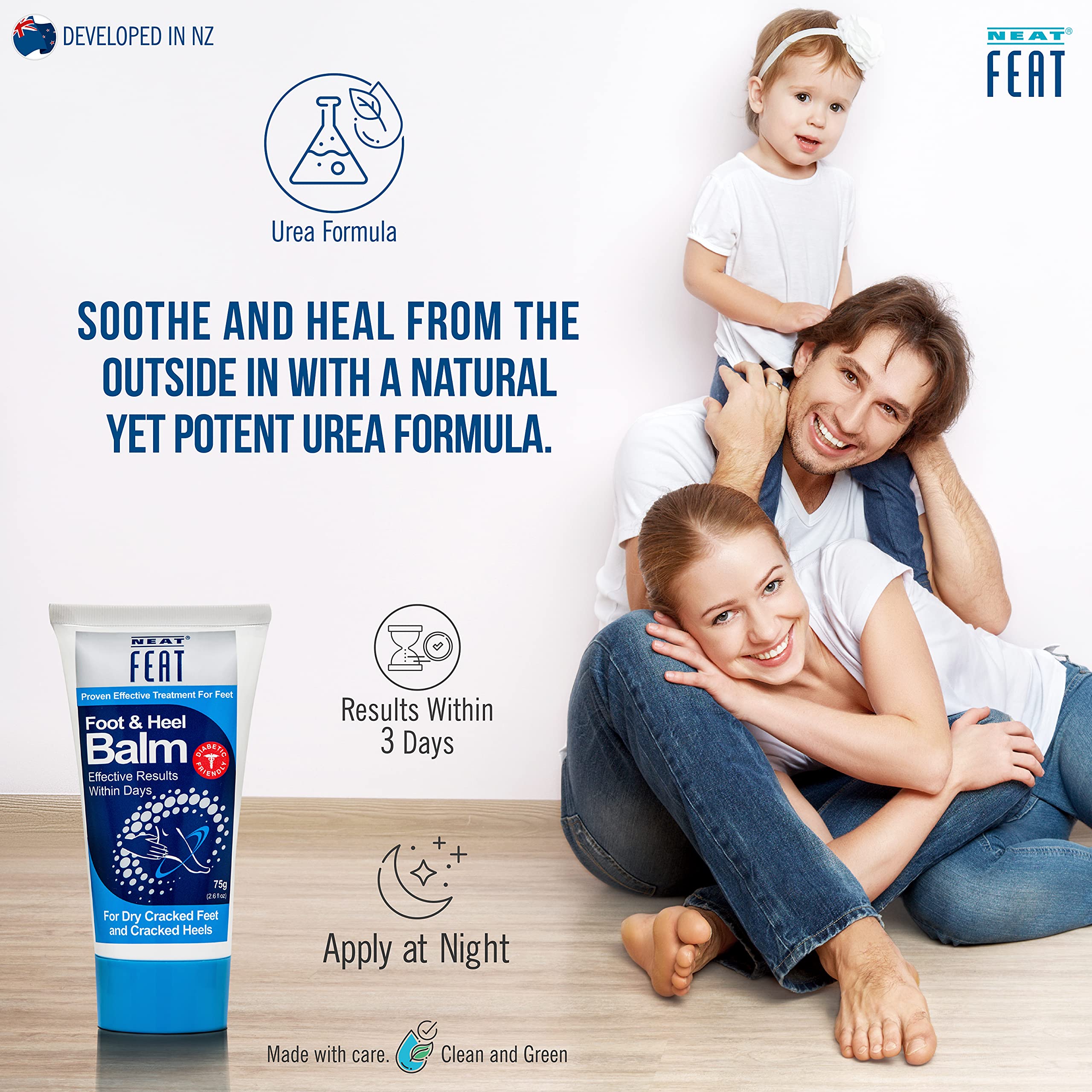Neat Feat Foot & Heel Balm, Cracked Heel Repair and Intensive Moisturizing Cream, Twin Pack 75g