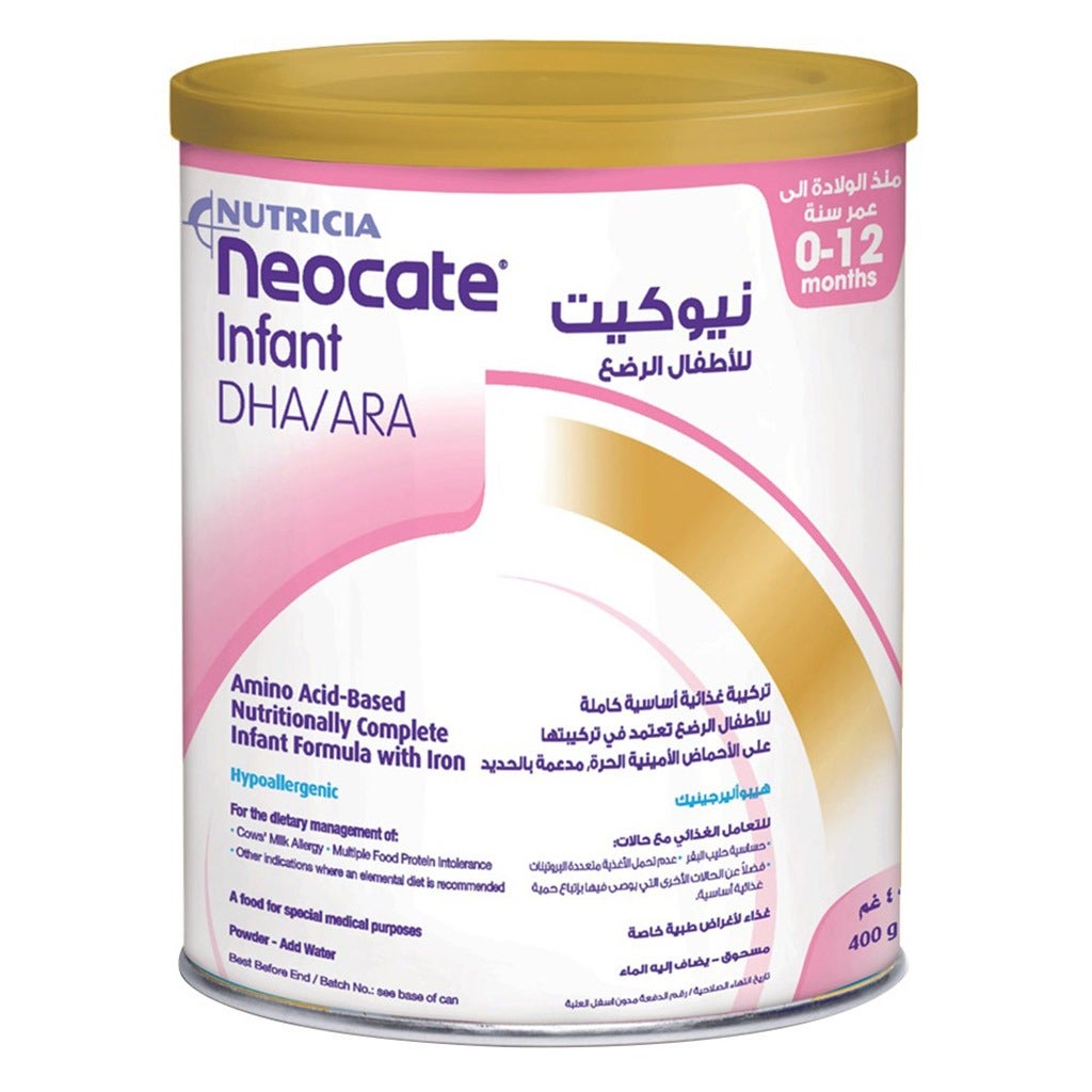 Neocate Infant DHA/ARA Formula Powder – Hypoallergenic Amino Acid-Based Formula for Cow’s Milk Allergy, MFA & GI Disorders - 400g