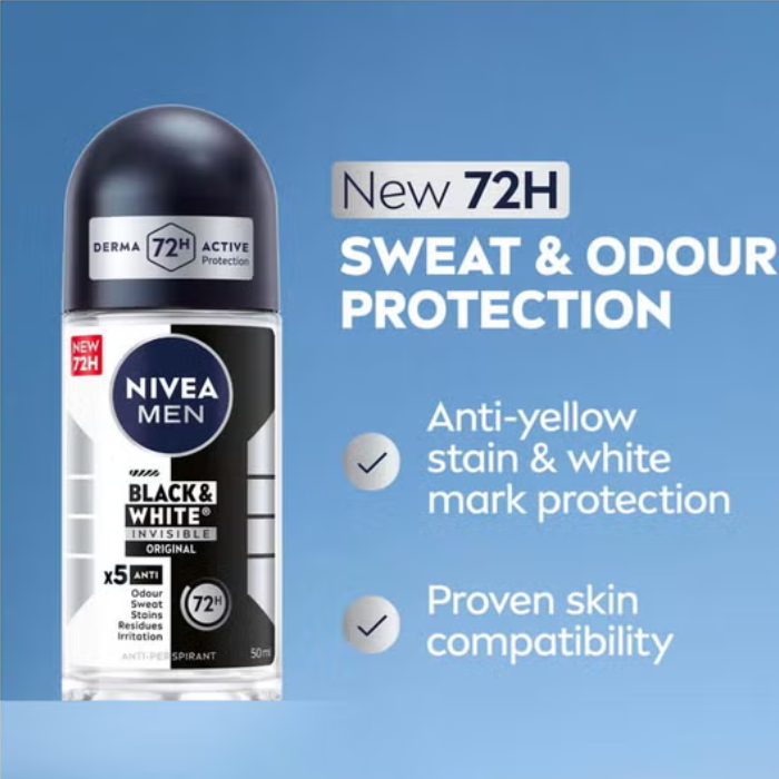 Nivea Men Invisible Black & White Deodorant Roll-On 50 ml