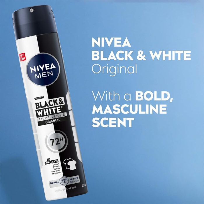 Nivea Men Invisible 48H Black & White Deodorant Spray 200ML