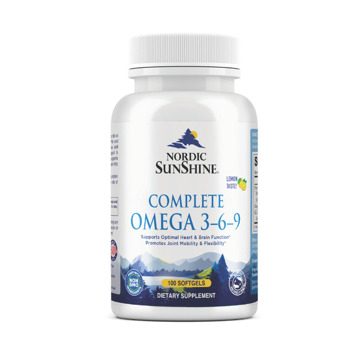 Nordic Sunshine Complete Omega 3-6-9 688mg, Heart, Brain & Joint Support with Borage Oil – 100 Softgels