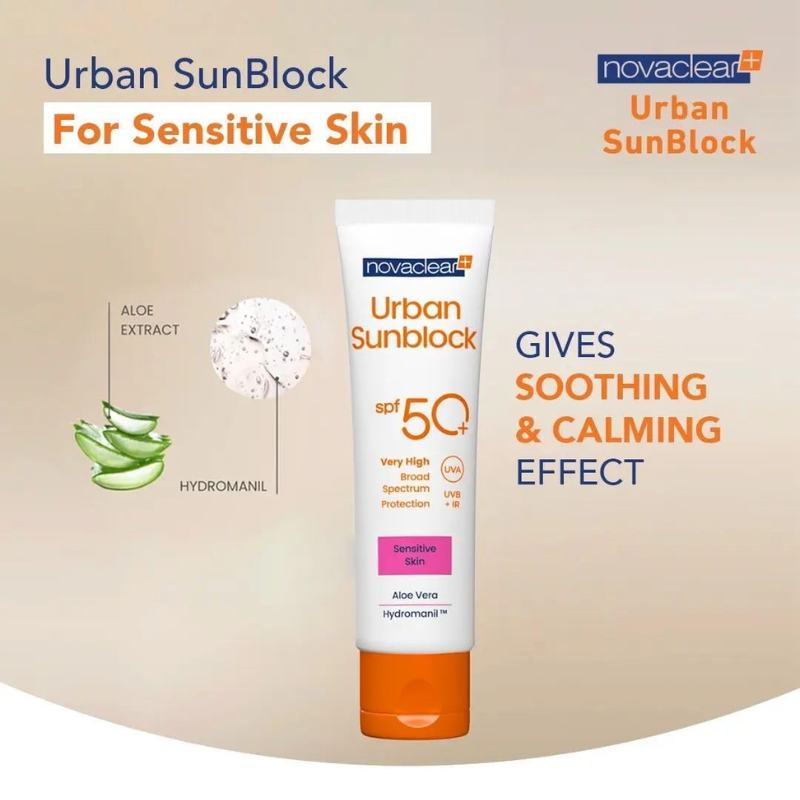 نوفاكلير أوربان صن بلوك (SPF 50+) للبشرة الحساسة 40 مل 1+1