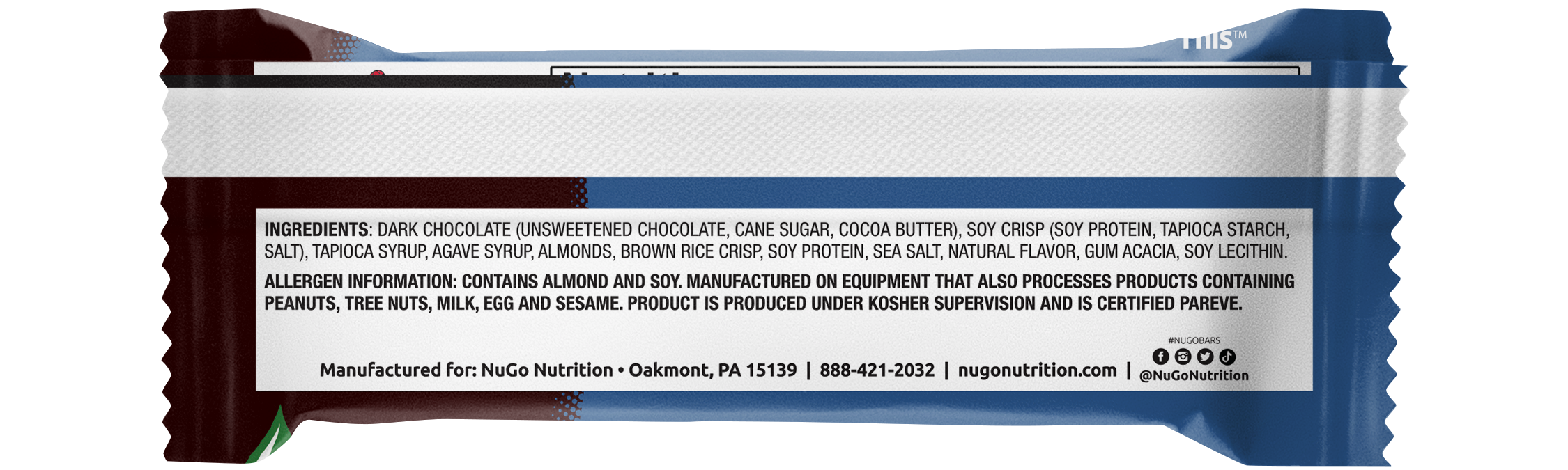 NuGo Dark Chocolate Almond Sea Salt Protein Bar 50g, 12g Vegan Protein, Gluten Free, Pack of 12 pcs